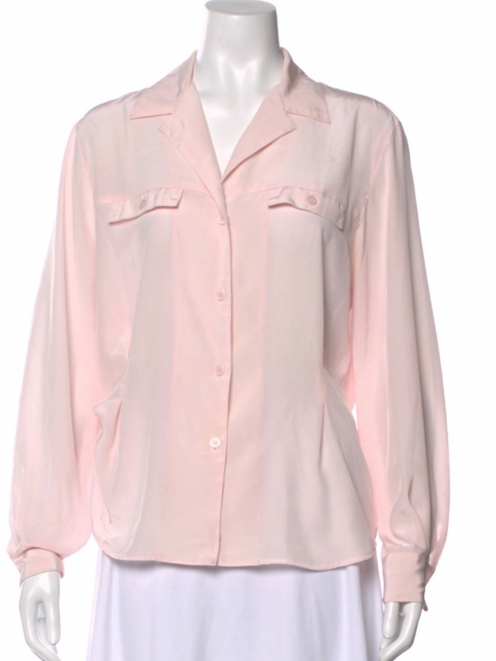 Vintage Christian Dior Chemises Blush Pink Button Front Blouse Size 10
